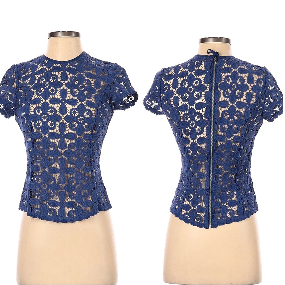 INTERMIX‎ Exclusive Lace Eyelet Zipper Back Top Size S